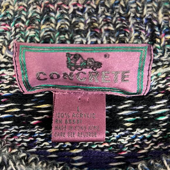 Vintage 90's Concrete Men's Sweater Abstract Knit Multicolor 3-D. Pattern Size L - Picture 8 of 10